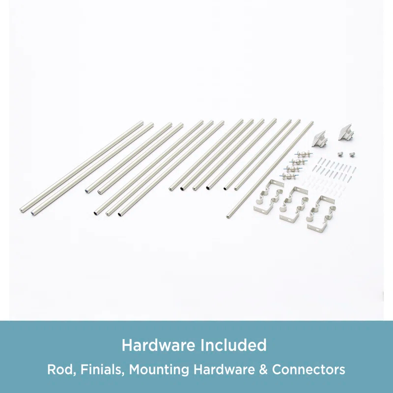 Kenney Square End Bay Window Double Curtain Rod, 78-144" Adjustable Length: 22-37" Sides, 28-72" Center, Steel