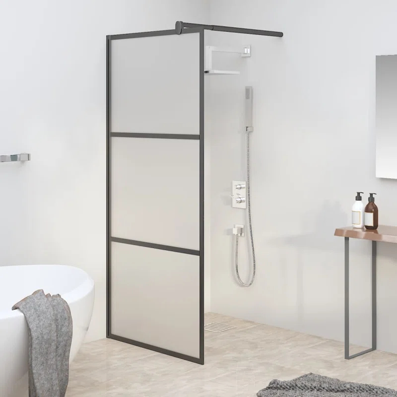 VidaXL 151877 VidaXL Walk-in Shower Wall 35.4" x 76.8" Frosted ESG Glass