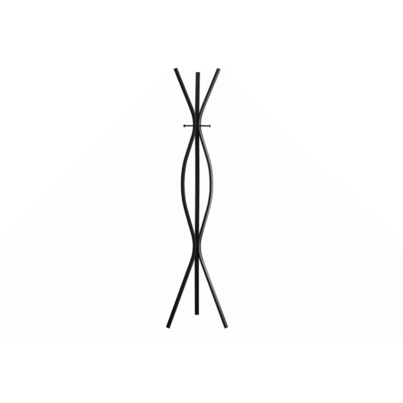 Winston Porter Coat Rack, Hall Tree, Free Standing, 3 Hooks, Entryway, 72"H, , Black Metal, Contemporary,