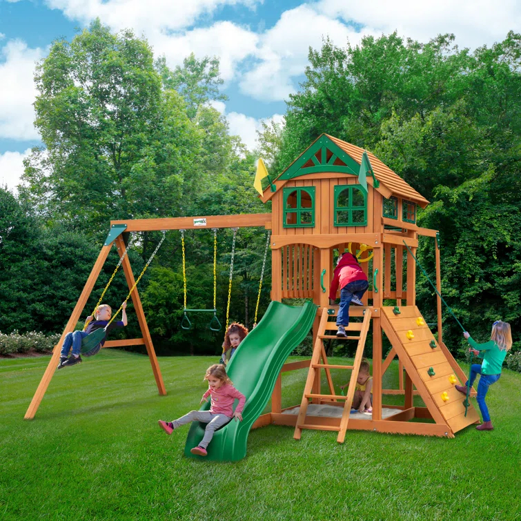 Gorilla Playsets Avalon w/ Wood Roof & Monkey Bars - Professional Installation Available