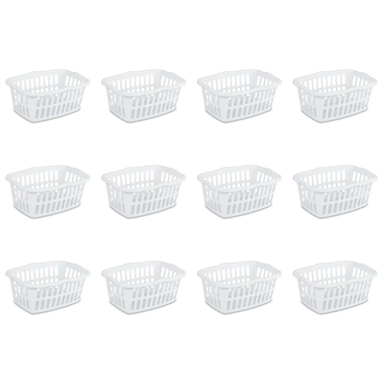 Sterilite Sterilite 1.5 Bu Rectangular Laundry Basket, Classic Design to Carry Clothes to Laundry Room (Set of 12)