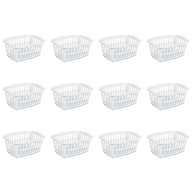 Sterilite Sterilite 1.5 Bu Rectangular Laundry Basket, Classic Design to Carry Clothes to Laundry Room (Set of 12)