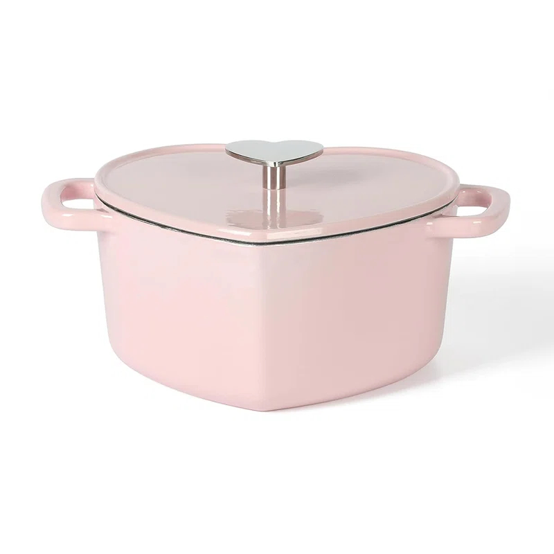 Martha Stewart Martha Stewart Heart Shape 2 QT Enamel Cast Iron Dutch Oven - Pink