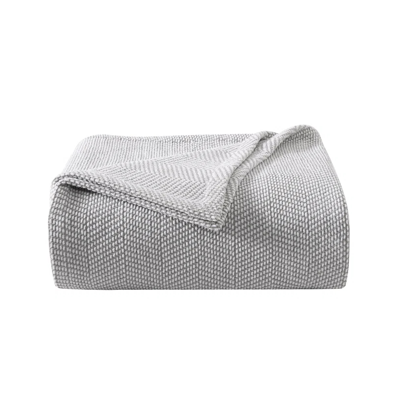 Vera Wang Chenille Pique Cotton Grey Blanket