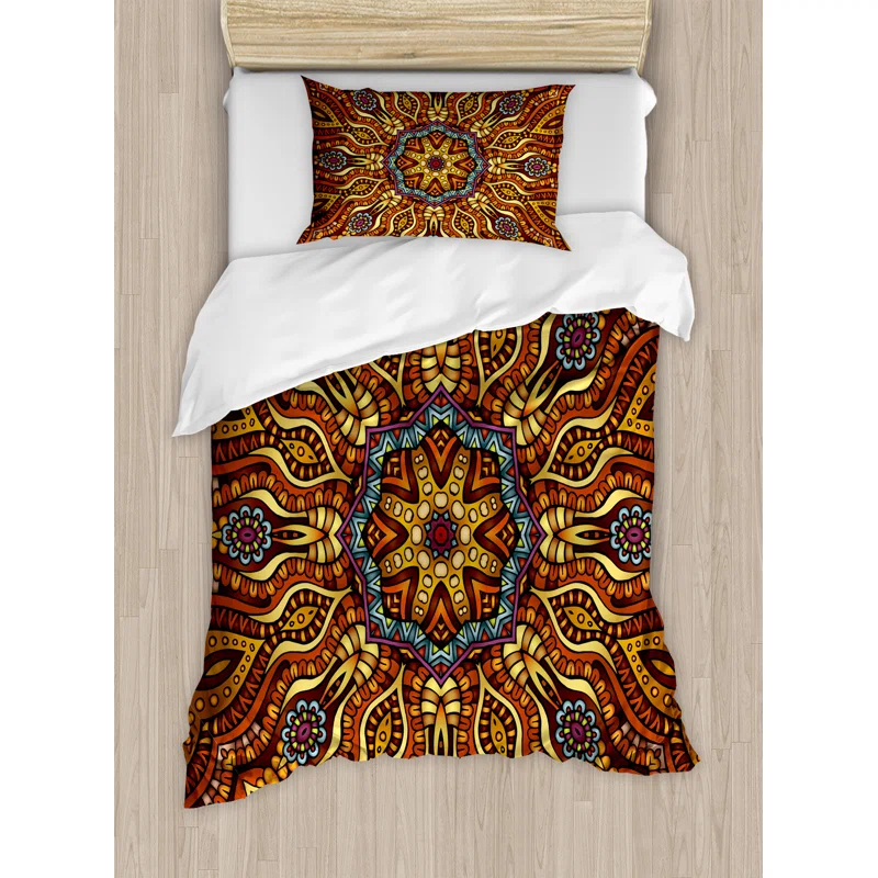 Ambesonne India Ethnic Eclectic Floral Duvet Cover Set