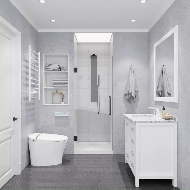 ANZZI SD-AZ09-02GB ANZZI Passion Series 30 In. X 72 In. Frameless Hinged Shower Door With Stainless Steel Handle In Gunmetal