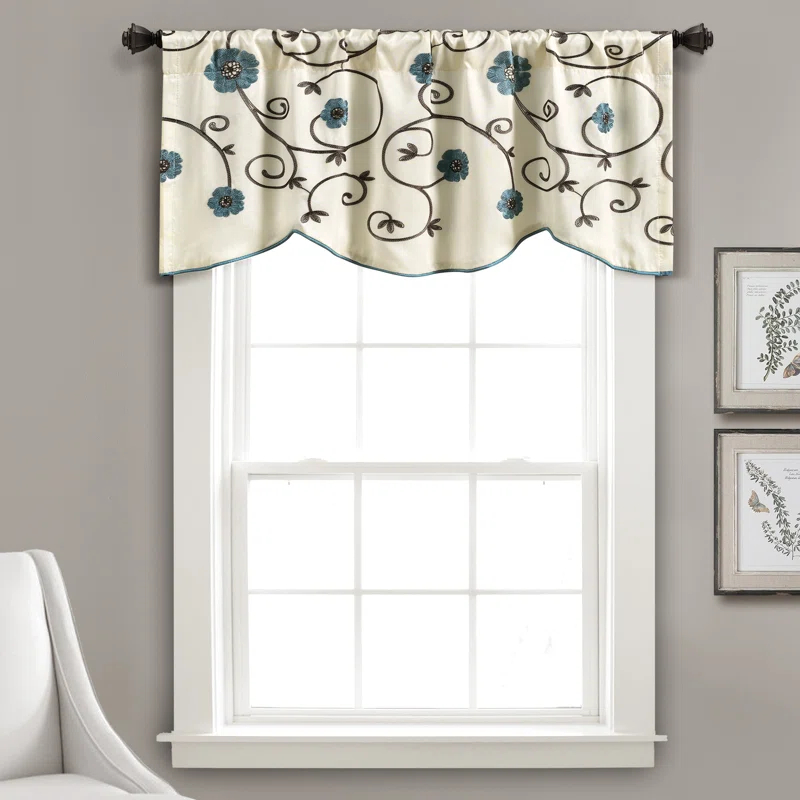 Lush Decor Floral Scalloped 42'' W Window Valance