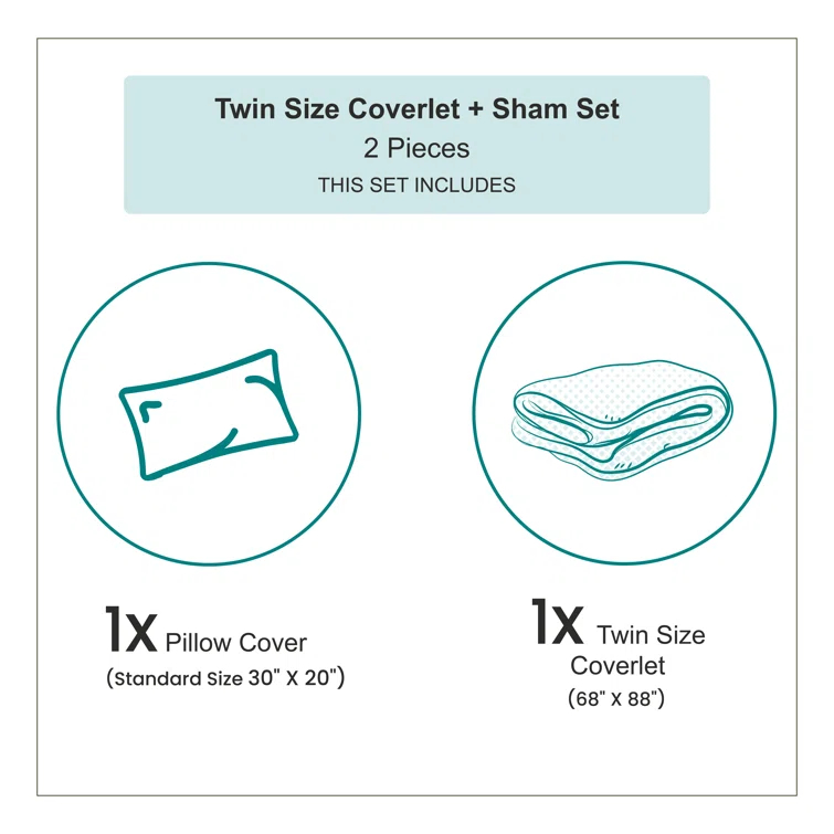 Ambesonne Ambesonne Turquoise Bedspread Set 2 Pcs Polka Dots Romantic Art Twin White and Pale Blue