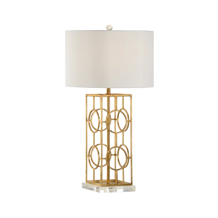 Elegant Dorset Gold Leaf 1-Light Table Lamp with Silkette Shade