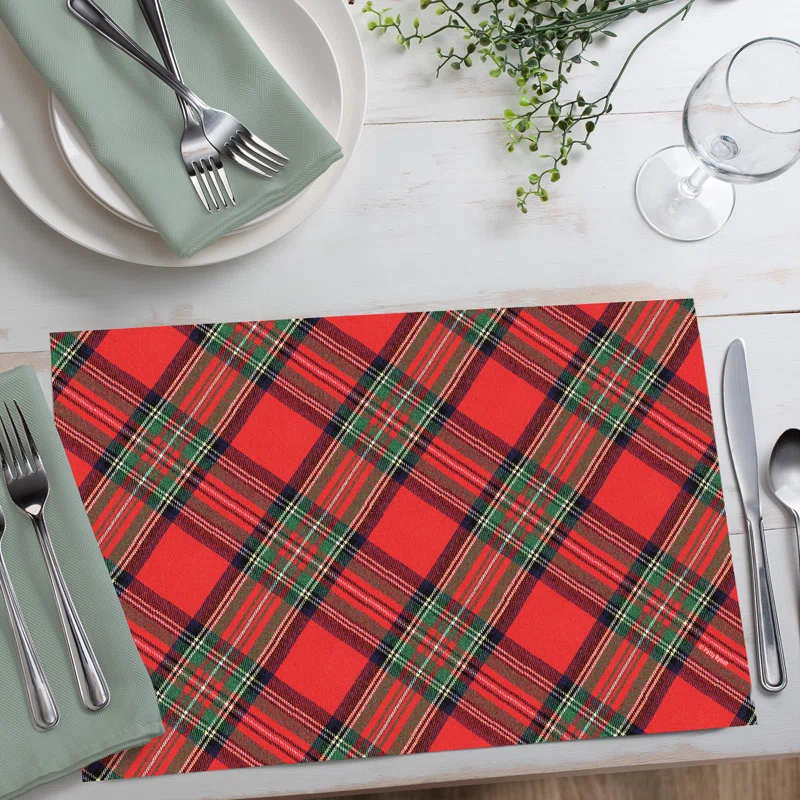 CounterArt Christmas Plaid 24-Sheet Premium Paper Placemats