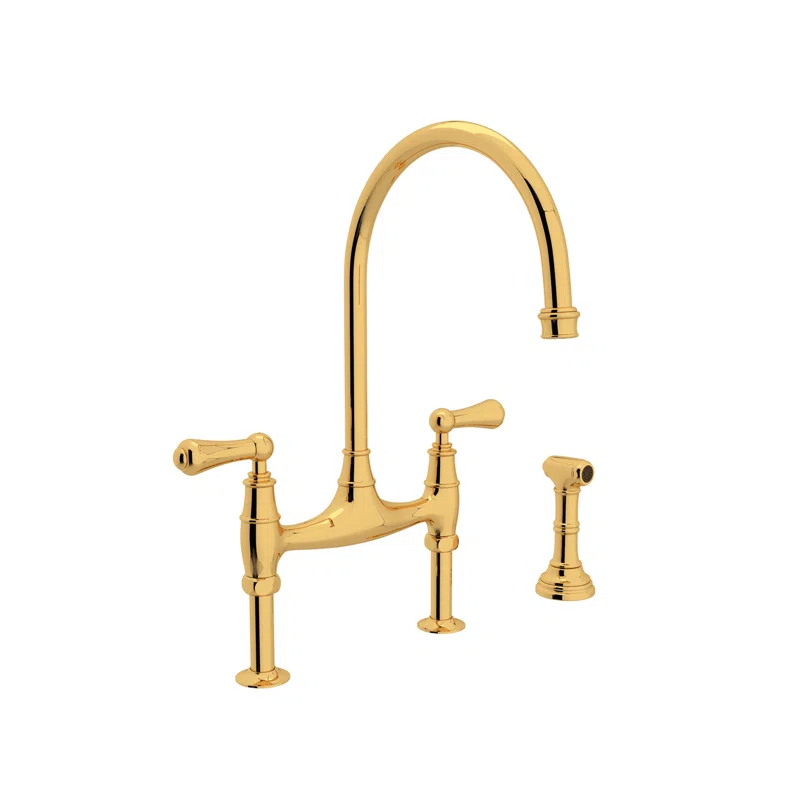 Perrin & Rowe U.4719L-ULB-2 Georgian Era Bridge Kitchen Faucet With Side Spray
