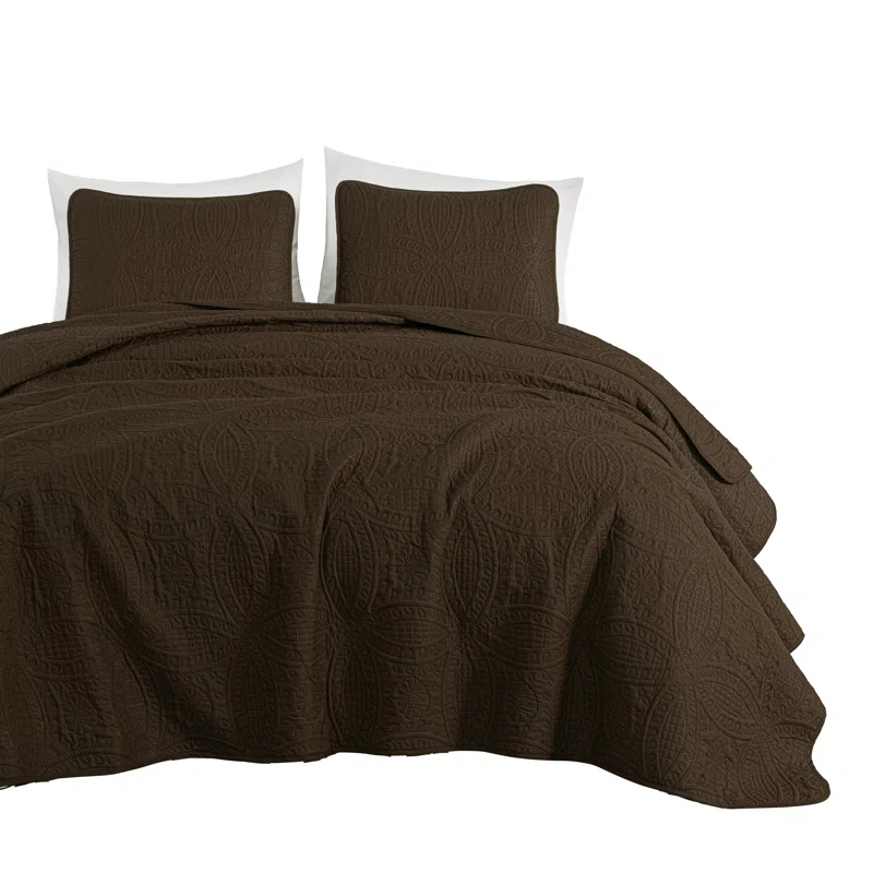 Chezmoi Collection Austin Microfiber Reversible 3-Piece Coverlet / Bedspread Set