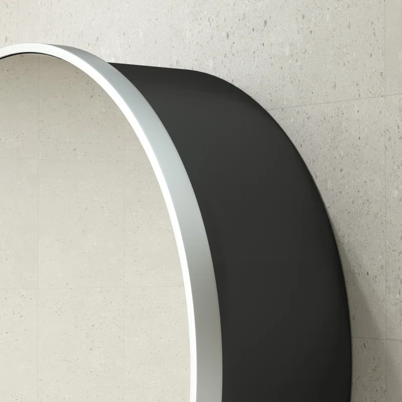 keonjinn WF-JSKJG-YX-R50-bk Gervon Round Wall Mounted Medicine Cabinet with Shelves