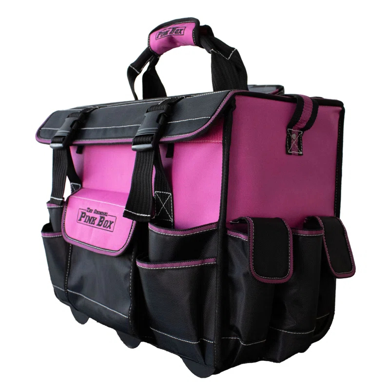 The Original Pink Box 18.25" Heavy-Duty Rolling Tool Bag