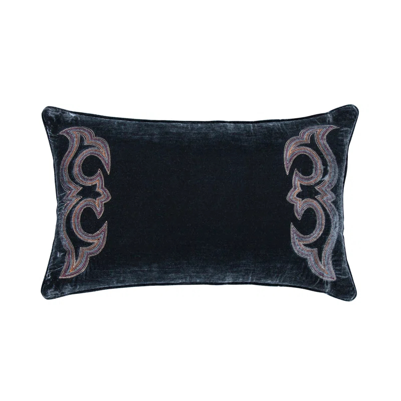 HiEnd Accents Stella Faux Silk Velvet Boot Stitch Romantic Western Decorative Pillow