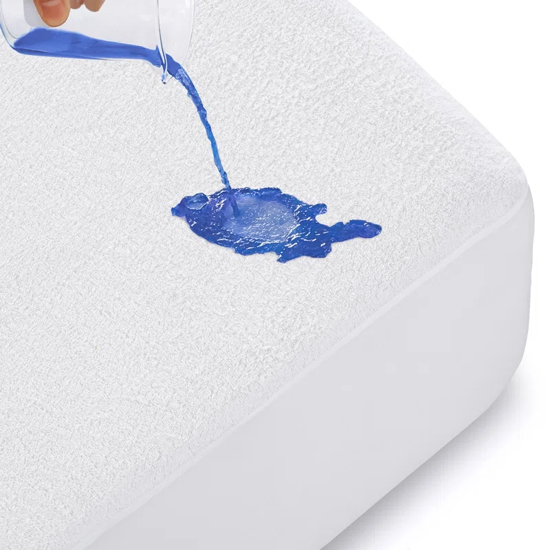 Lux Decor Collection Poly Cotton Terry Top Fitted Mattress Protector Waterproof Hypoallergenic