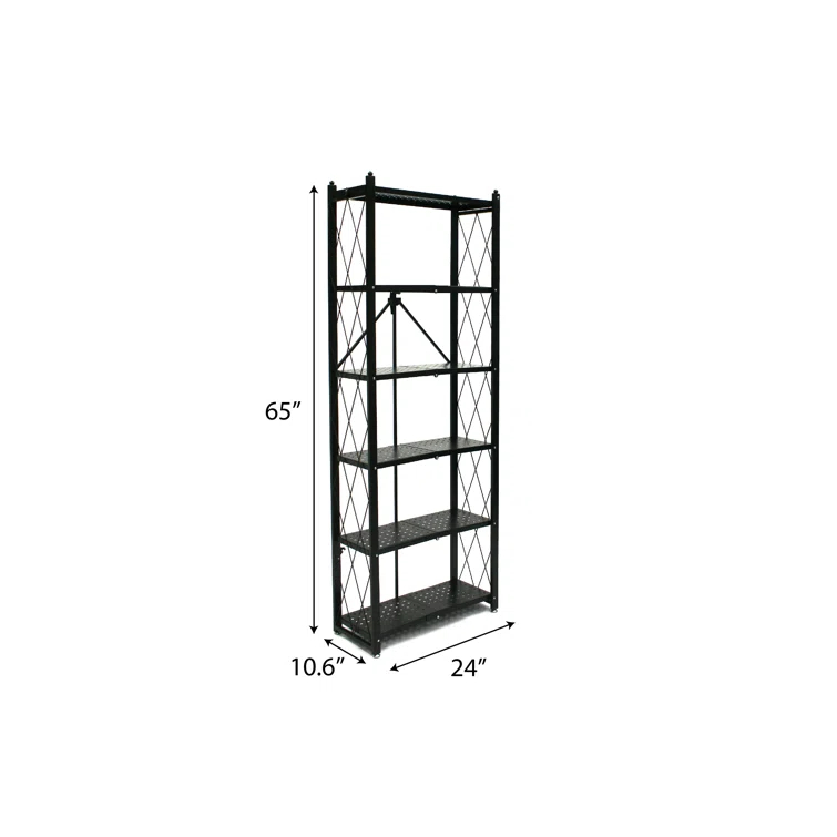 Origami Foldable 6-Shelf Classic Stamped Steel Bookcase