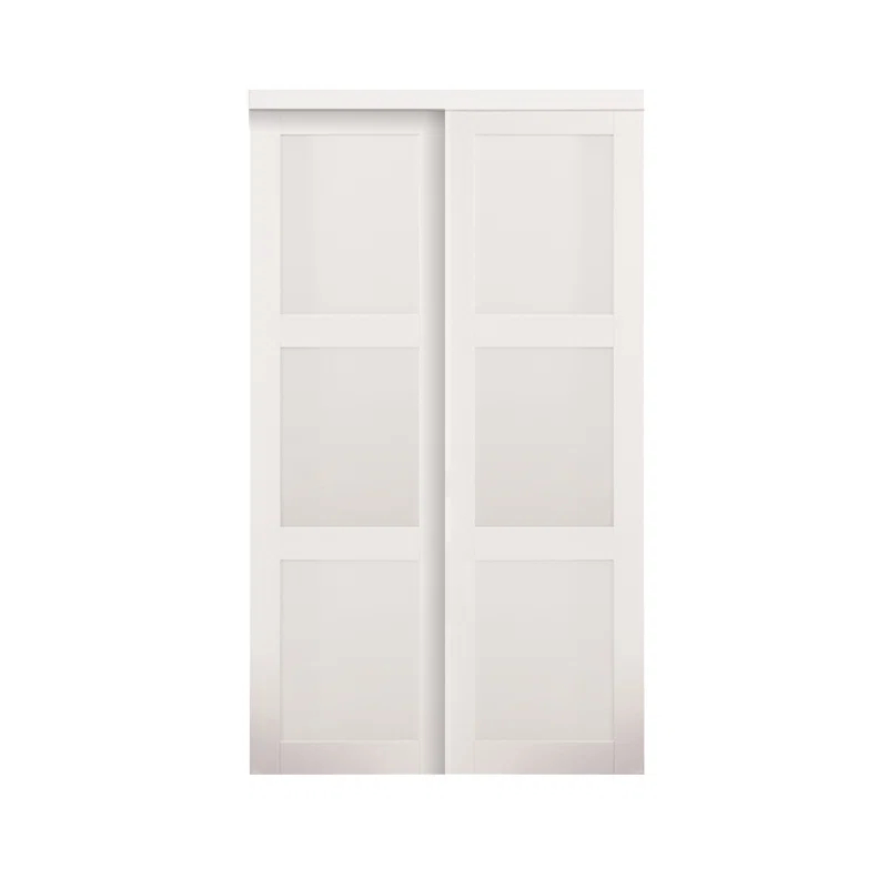 Renin 80'' Solid + Manufactured Wood Glass Low-Gloss Sliding Closet Doors