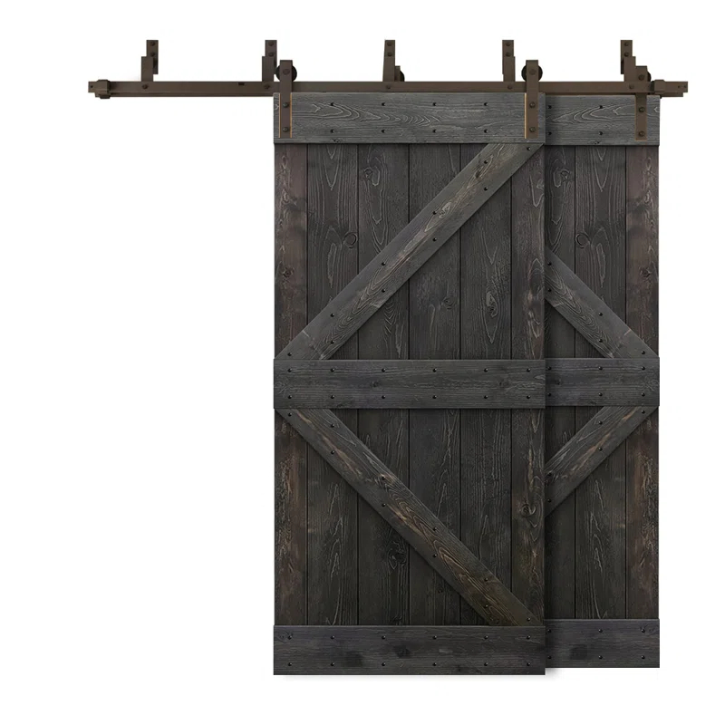 Calhome 84'' Solid Wood Paneled Painted with Installation Hardware Kit Barn Door