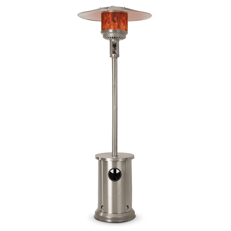 AspectLiving Patio Heater with Table 48,000 BTU Output Electronic Ignition System with Wheels- Stainless Steel