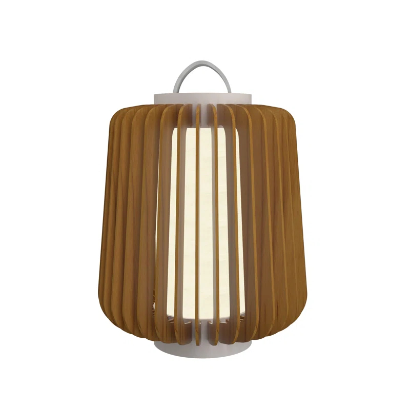 Teak Wood Veneer 15.43" Contemporary Table Lamp