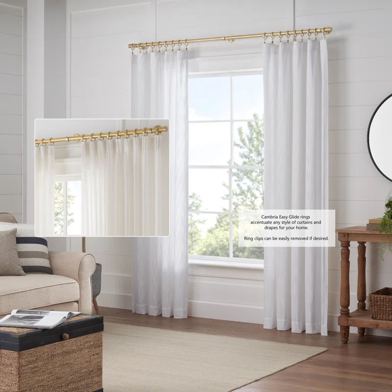 Cambria Designer Series 2 in. Premium Easy Glide Metal Curtain Rings with Smooth, Quiet Nylon Inserts