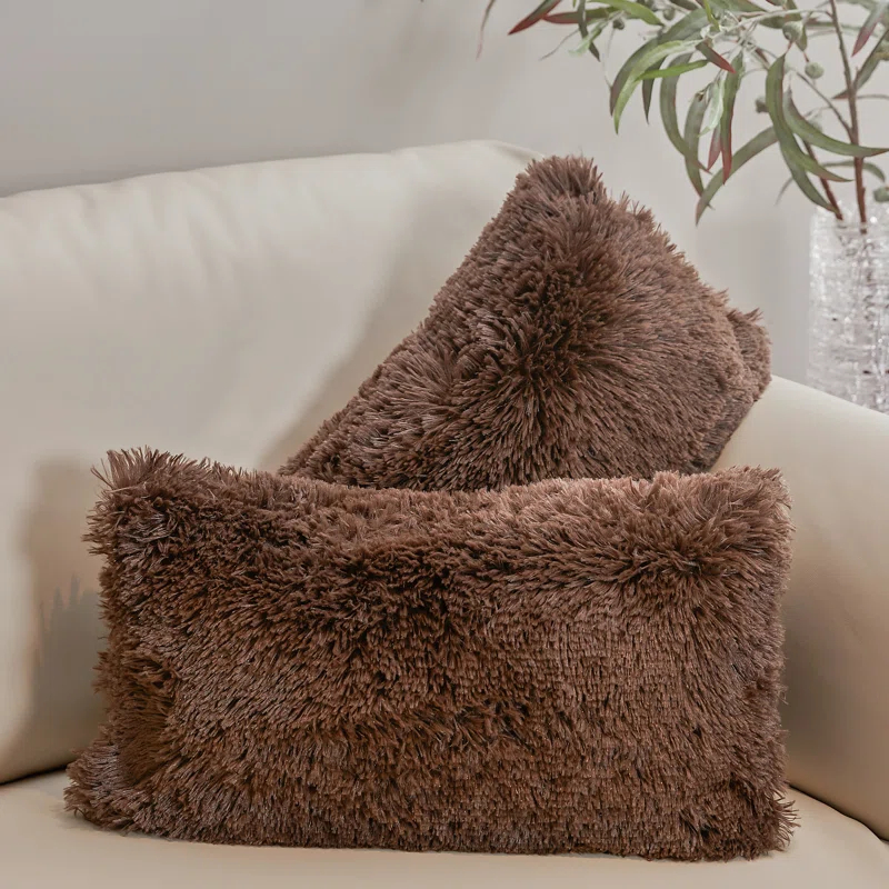 Cheer Collection Faux Fur Throw Pillow (Set of 2)