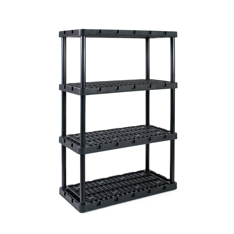 Gracious Living Gracious Living Knect A Shelf Heavy Duty 4 Shelf Interlocking Storage Unit,Black
