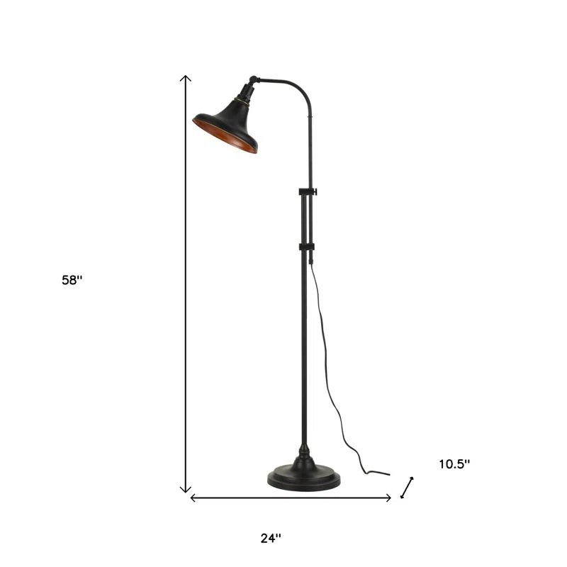 Wildon Home® 58" Bronze Adjustable Traditional Shaped Floor Lamp With Bronze Dome Shade