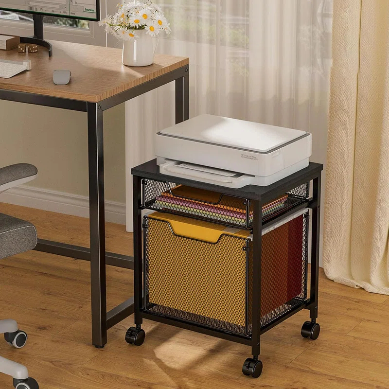 Rolling File Cabinet Cart,Printer Stand with 2 Drawers,Mobile Filing Cabinet on Lockable Wheels