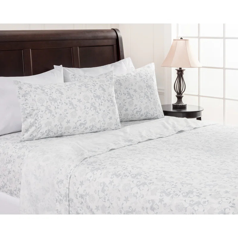 Chanasya Elegant Ultra Soft Floral Microfiber Percale Sheet Set