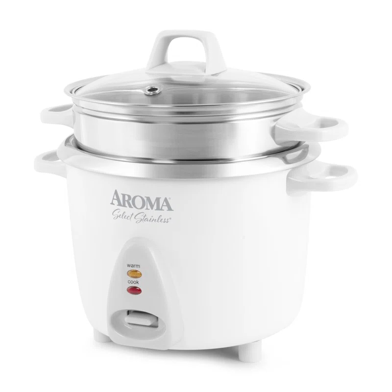 Aroma Aroma  7-Cup (Uncooked) / 14-Cup (Cooked), 3Qt. Rice & Grain Cooker, Stainless Steel Inner Pot, Steam Tray Included
