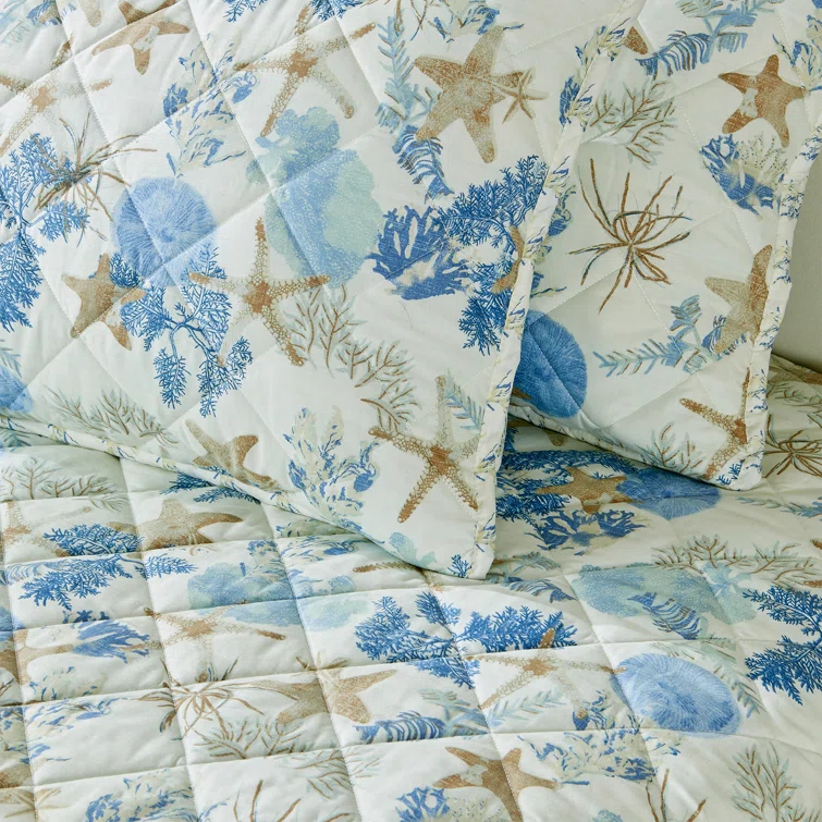 Patina Vie Maison Coastal Inspired Reversible Quilt Set with Shams