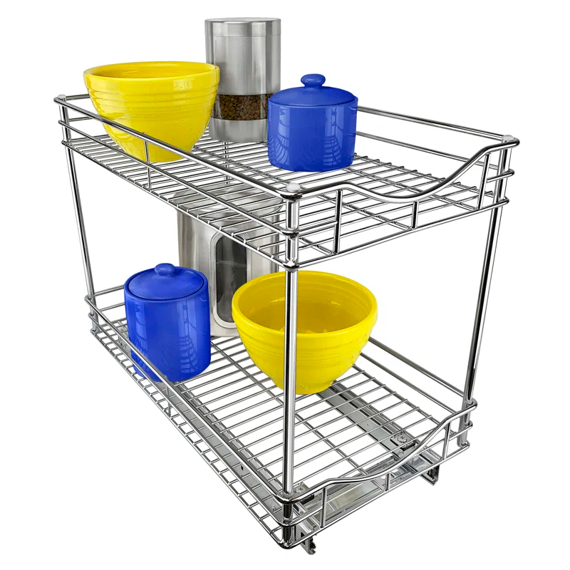 LYNK PROFESSIONAL LYNK PROFESSIONAL Pull Out Cabinet Organizer (2 Tier) Slide Out Drawers for Kitchen, Chrome