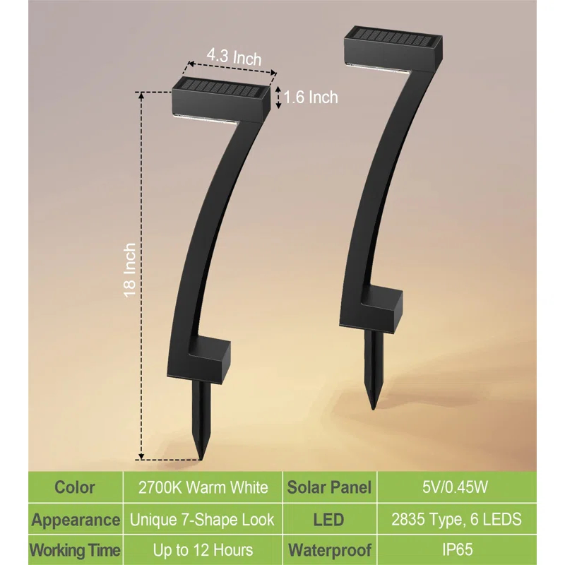BTERAZ Black Solar Powered Integrated LED Acrylonitrile Butadiene Styrene Pathway Light