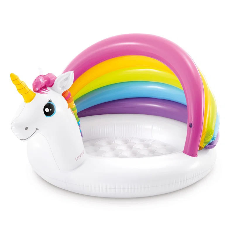 Intex Intex 57113EP 50 Inch Unicorn Design Outdoor Baby Swimming Pool, Multicolor
