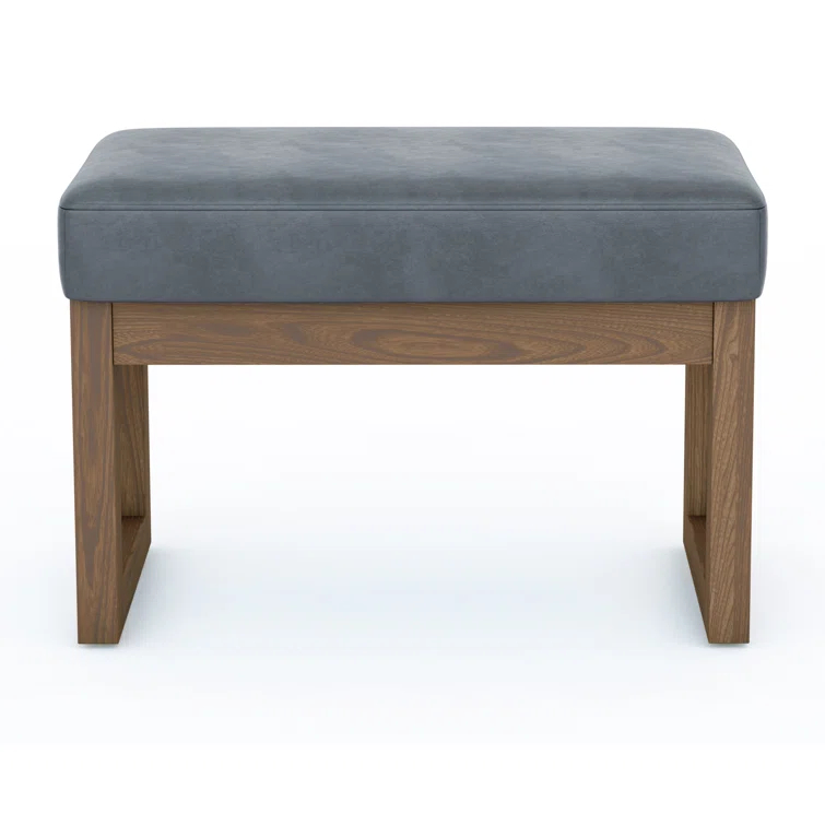 Simpli Home Milltown Ottoman Bench with Upholstered Seat and Solid Wood Frame
