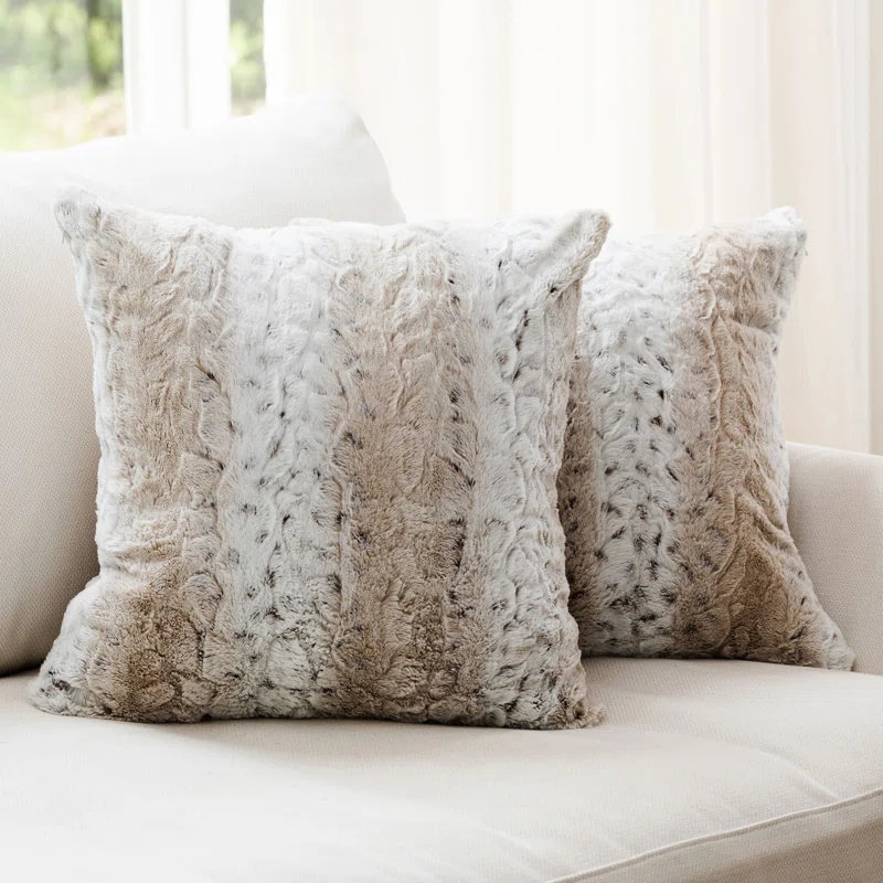 Cheer Collection Animal Print Faux Fur Throw Pillow (Set of 2)