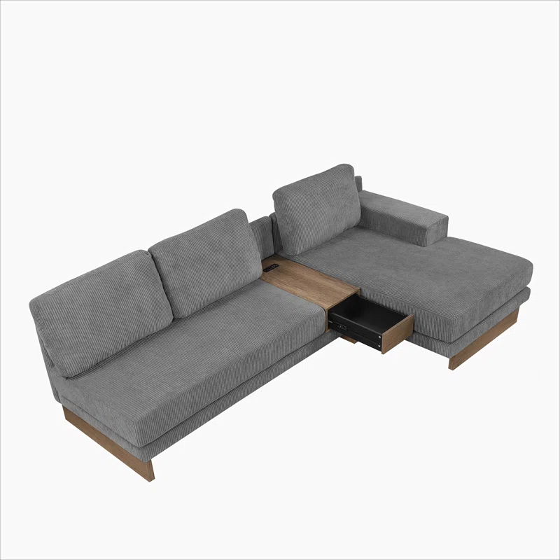 Beachcrest Home™ Doucette Modern Sofa 114" L-Shaped Sofa Sectional Sofa With Two USB Ports And Two Power Sockets
