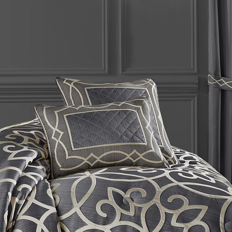 Five Queens Court Darwin Charcoal 20" Square Decorative Throw Pillow