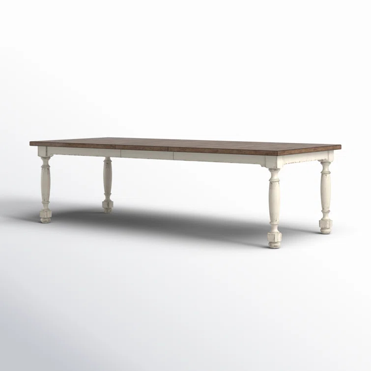 Rustic Cream and Brown Extendable Reclaimed Wood Dining Table