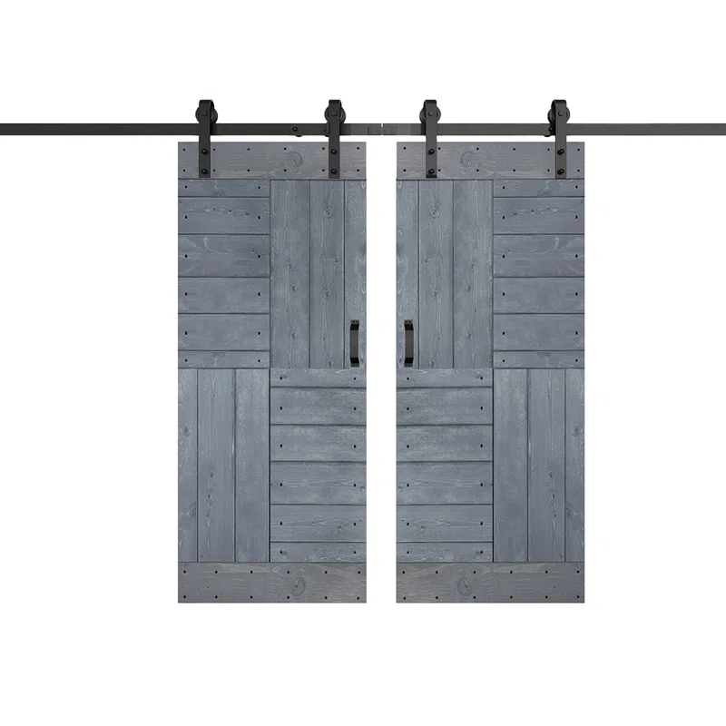 IsLife Patented Product S Series Solid Wood Double Sliding Barn Door With Hardware Kit(Set of 2)-Assembly Needed (Set of 2)