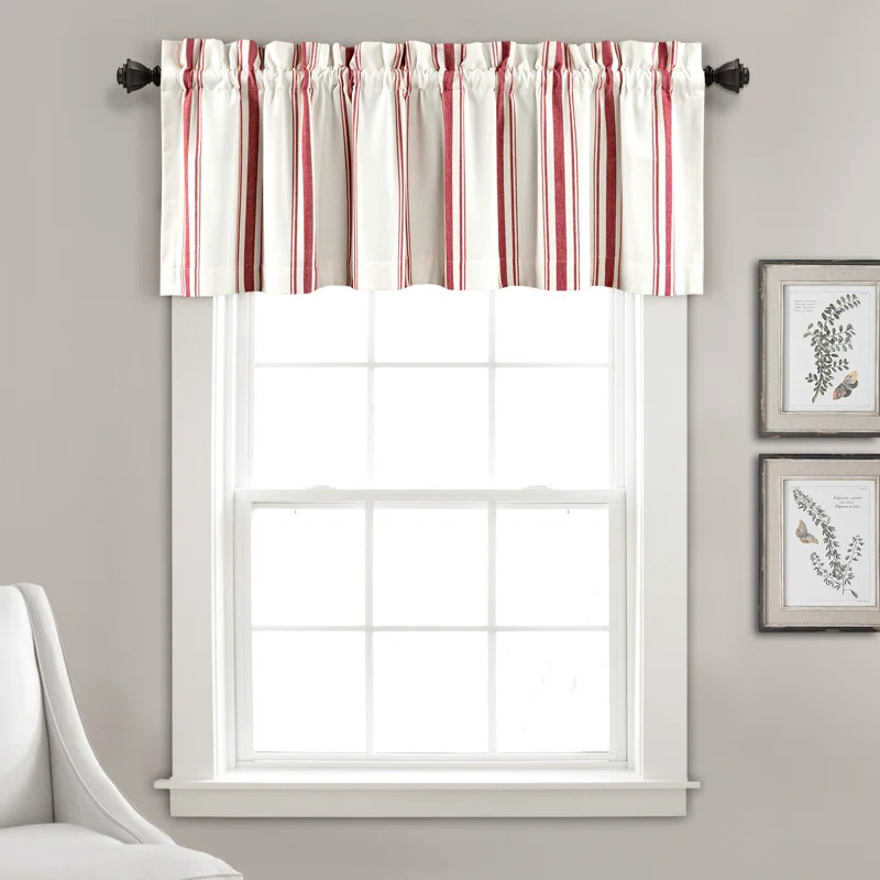 Lush Decor Farmhouse Stripe Striped Ruffled 52'' W Window Valance
