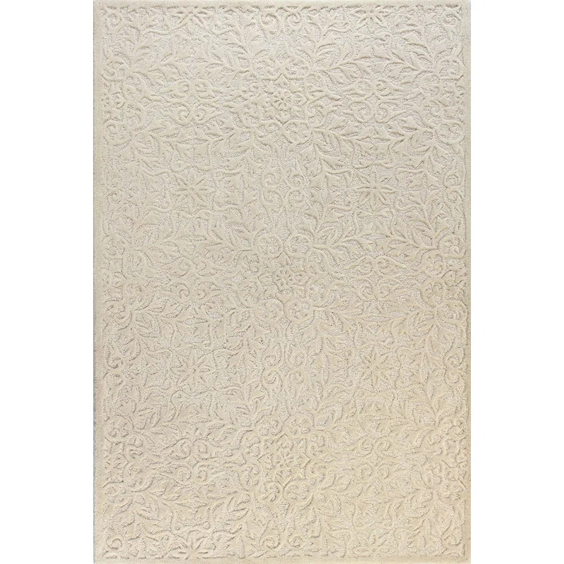 Darya Home Houston Collection Transitional Floral Area Rug Ivory