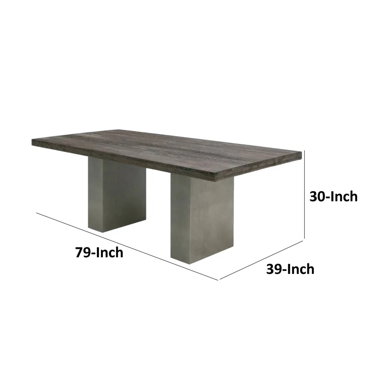 Benjara Cid Ari Dining Table, Rectangular Top, Gray