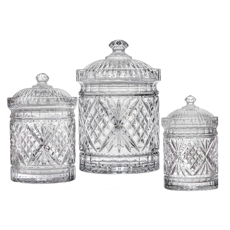 Godinger Silver Art Co Dublin Crystal 3 Piece Kitchen Canister Set