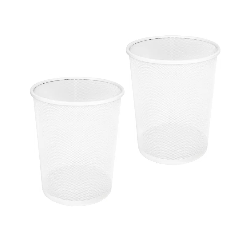 Seville Classics Mesh Trash Can, Waste Paper Basket, Round (Set of 2)