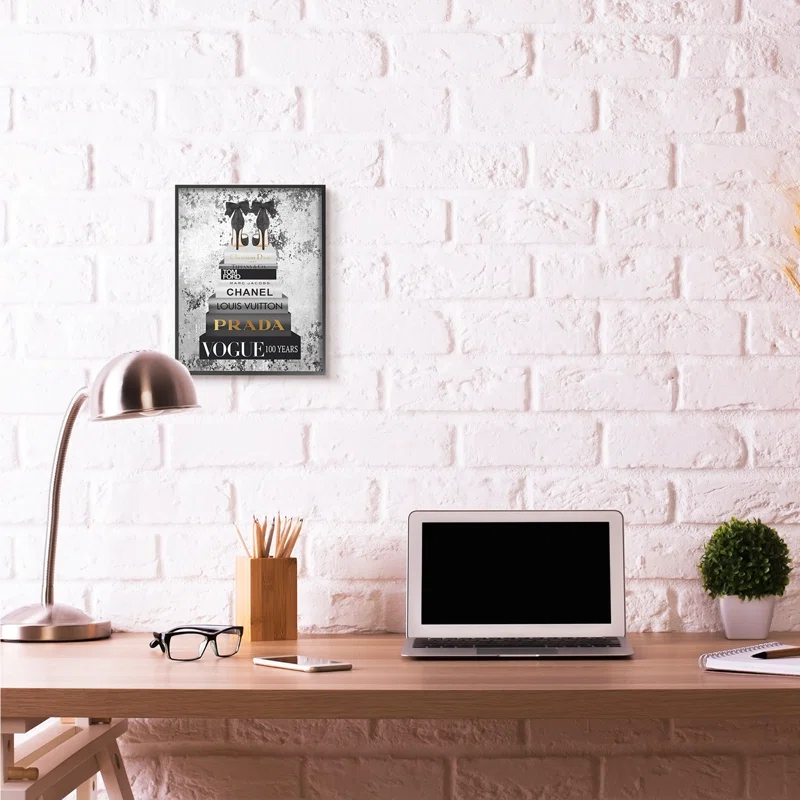 Stupell Industries " Fashion Designer Shoes Bookstack Black And White Watercolor "