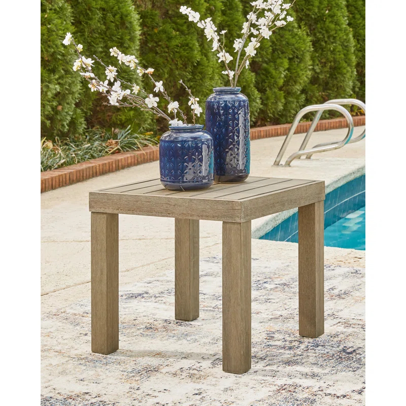 Viva Furniture Square Eucalyptus Outdoor Side Table