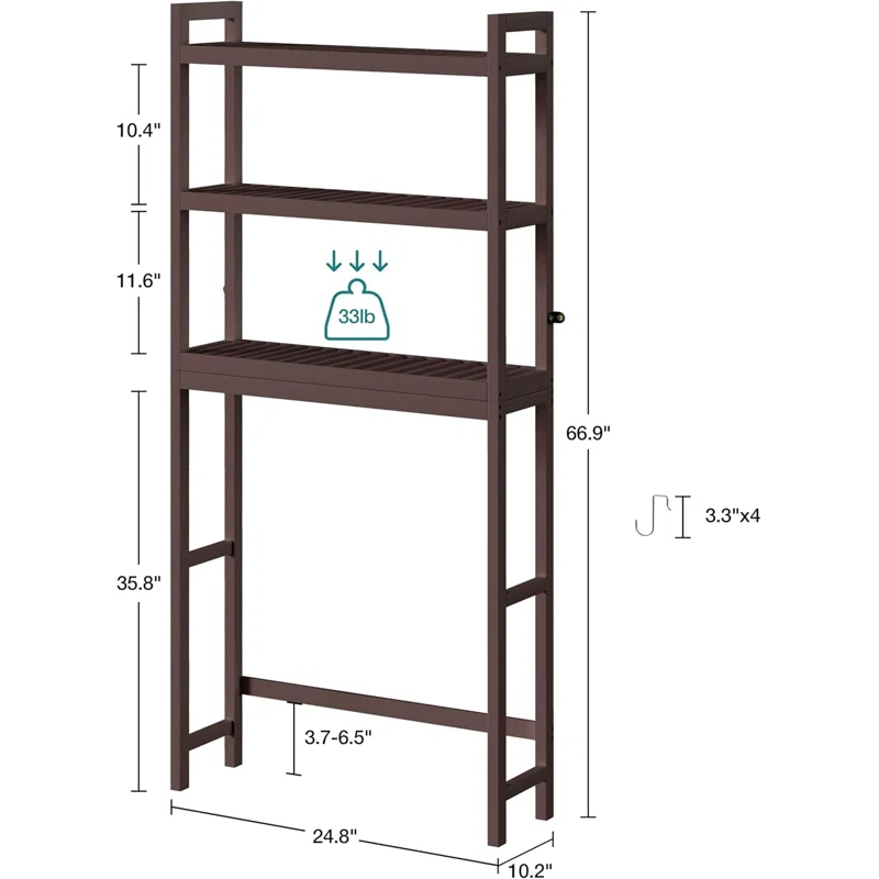 Over The Toilet Storage, Bamboo 3-Tier Over Toilet Bathroom Organizer with Adjustable Shelf